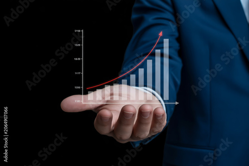 Business Growth Chart with Rising Revenue and Financial Success Concept