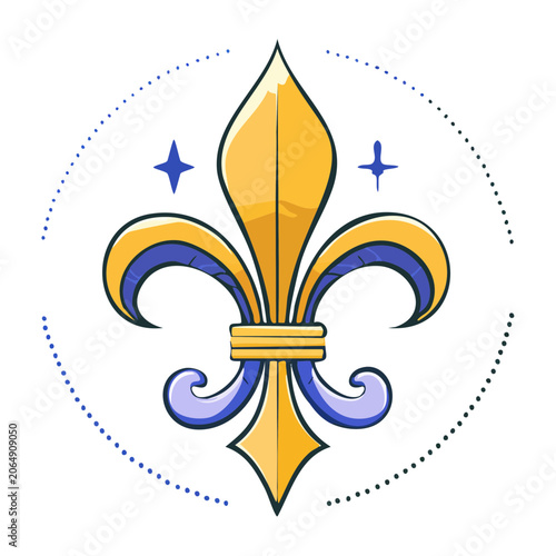 Fleur de lis heraldic symbol in flat design