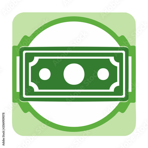 Green dollar bill icon in flat design