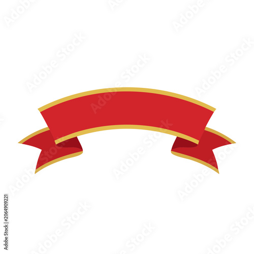Red and gold curved ribbon banner vector