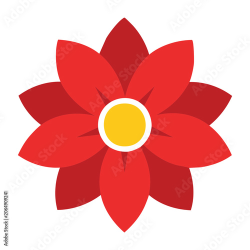 Red flower icon with yellow center on transparent background