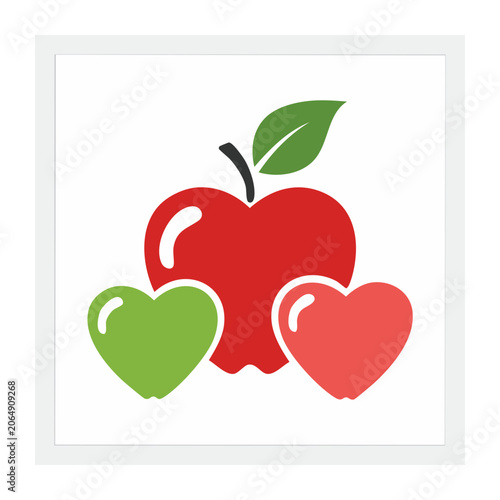 Red heart with green leaf vector icon