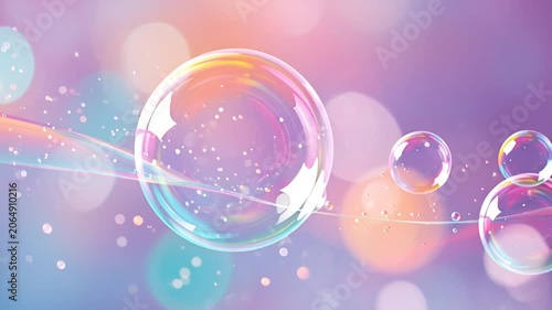 Soap Bubble Iridescent Liquid Rain Abstract Dreamy Motion Background