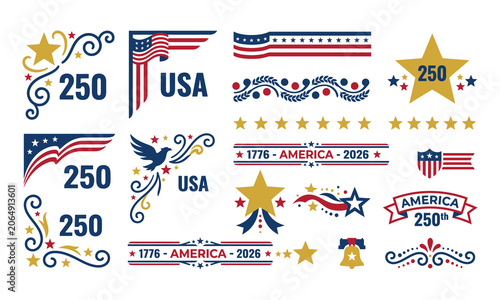 Photos Collection of patriotic american icons and symbols for 250th anniversary celebra