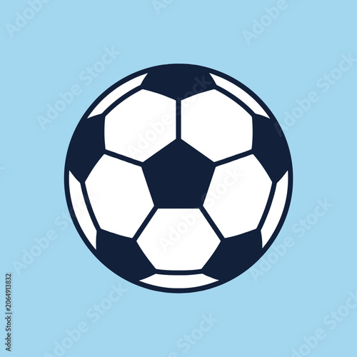 A simple illustration of a soccer ball on a blue background