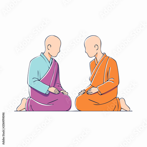 Two Buddhist Monks Meditating