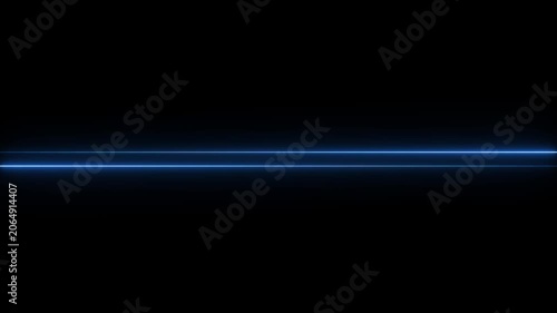 Two horizontal blue neon light lines on a black background abstract bright
