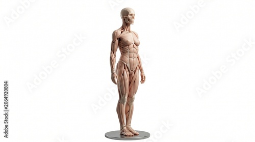 Detailed Full Body Human Muscular Anatomy Model white color background 