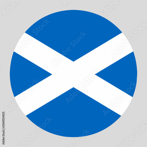 Round Scotland flag icon in flat style. Simple circular national symbol isolated on background, suitable for web, app, infographic, education and travel design.