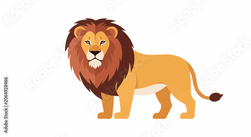 A cartoon lion with a large mane and tail
