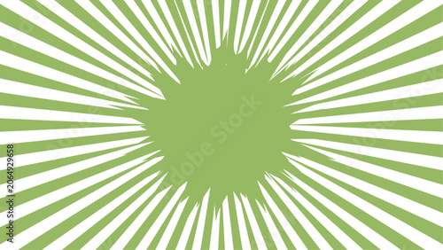 Obraz na plátně Green radial sunburst abstract background with centered rays and geometric motif