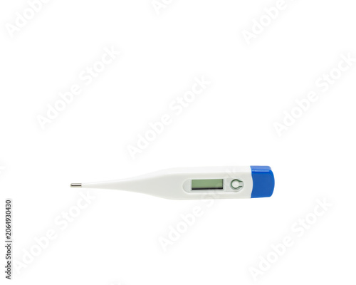 Digital medical thermometer for measuring body temperature, isolated background