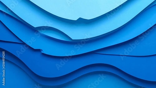 Abstract blue paper cut waves background