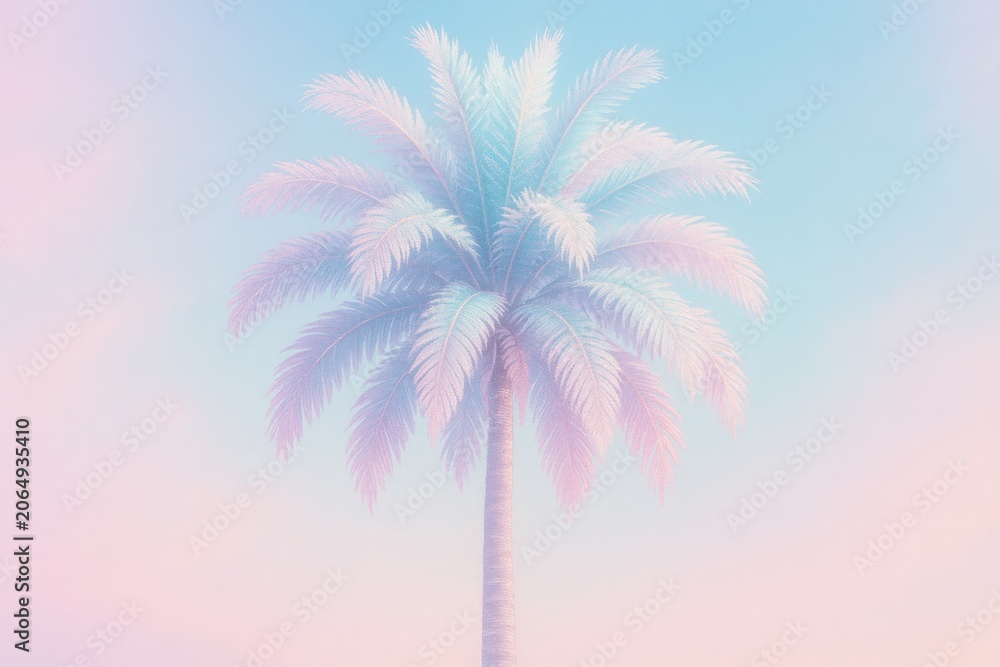 Fototapeta premium Dreamy pastel palm tree illustration background