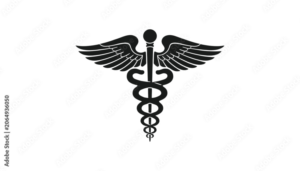 Fototapeta premium Caduceus symbol represents the standard professional emblem used by modern medical practitioners today.