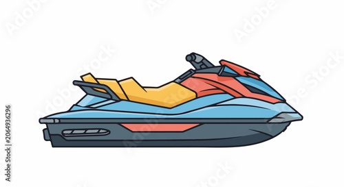 A cartoon-style illustration of a water sports vehicle