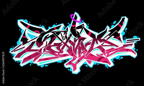 Wildstyle digital graffiti, elegant colors graffiti font illustration, perfect for your graffiti design, not ai generate
