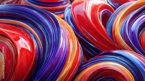 Vibrant, glossy, intertwined strands of abstract color swirl together in a dense composition.