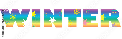 雪の結晶とウインターのタイポグラフィ
