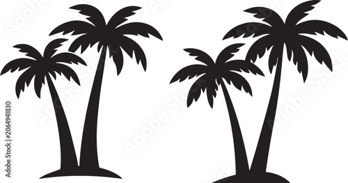 Two palm trees silhouette graphic design Vector