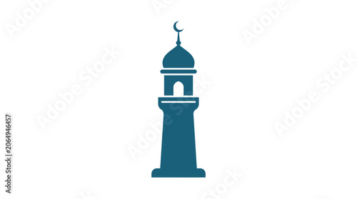 Tableau sur toile Islamic Minaret Silhouette with Crescent Moon Icon