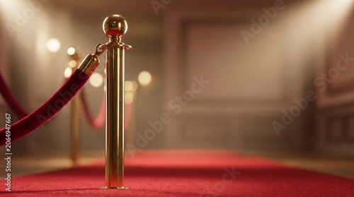 Red Carpet Golden Stanchion Close Up Luxury Event