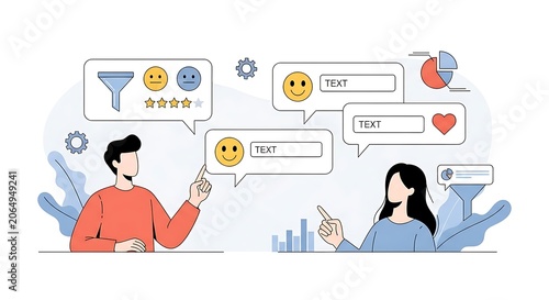 Two people are discussing and rating with emoticons in a chat.