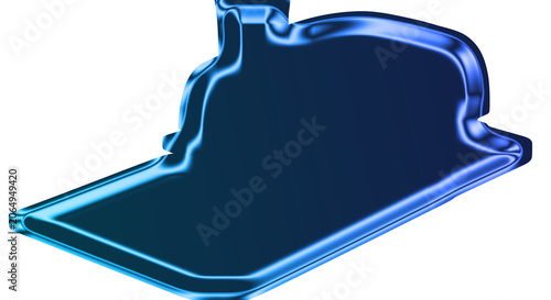 Obraz na plátně A futuristic blue neon light installation on a flat surface in a dark room