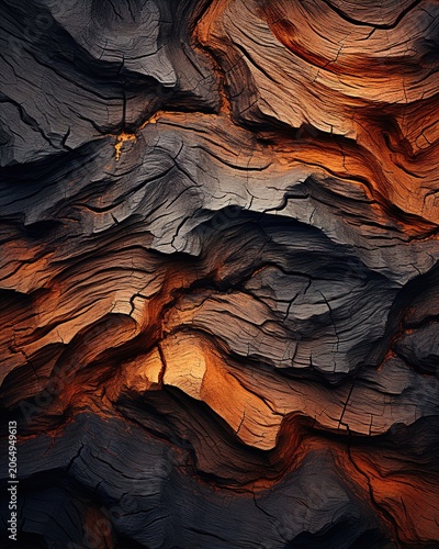 Dramatic Wood Grain Texture with Warm Sunlit Layers and Natural Patterns