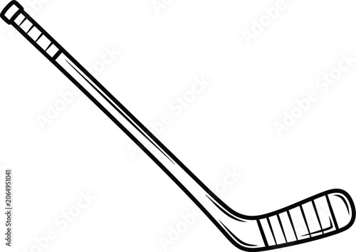 Black and white line art illustration of a hockey stick