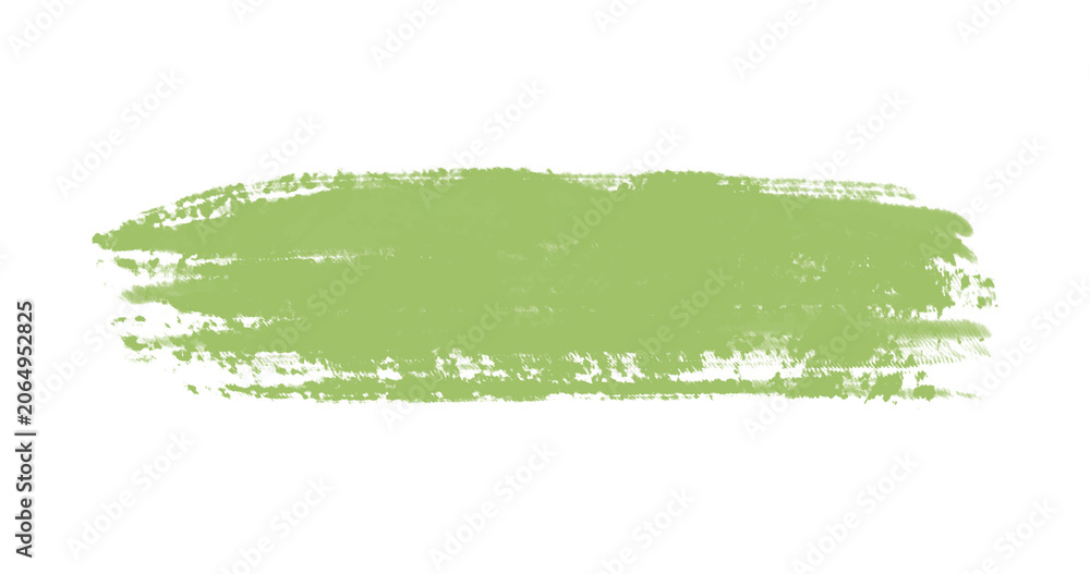 Obraz premium Green paint brush stroke. Textured acrylic streak, gouache smear, watercolor oil stain splash. Grungy ink daub, charcoal smudge, chalk mark vector.