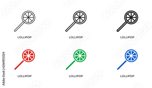 Εκτύπωση καμβά Lollipop Line Icon Set for Candy, Sweet Treats, Dessert, Kids Party, Bakery and