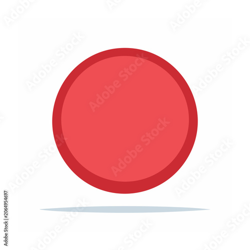 Red circular button icon on transparent background
