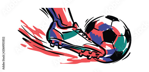 Cuadro en lienzo Kickoff 2026 soccer boot kicking ball illustration for global football tournamen