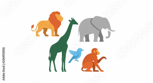 Obraz A colorful illustration of five animals