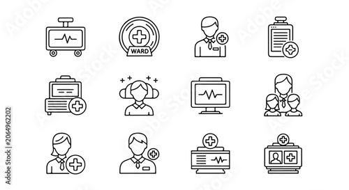 Collection of business and technology icons for presentations and interfaces.