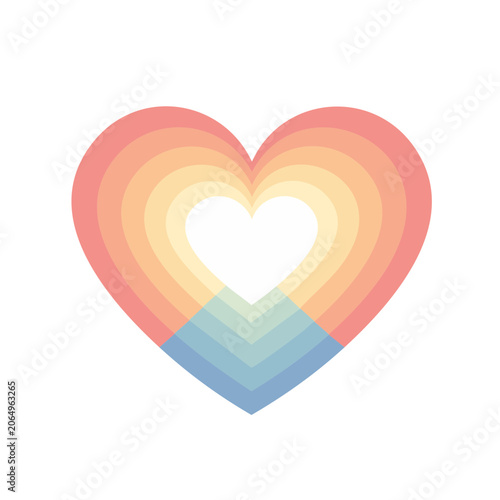 Colorful layered heart illustration on white background