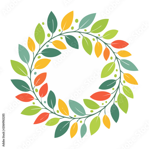 Colorful Leaf Wreath Illustration