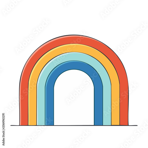 Colorful rainbow arch illustration on white background