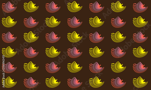 Cute Colorful Character Seamless Pattern on Brown Background