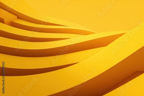 Yellow Abstract Waves: A striking abstract composition featuring flowing, undulating waves of bright yellow, creating a sense of dynamic movement and modern design.
