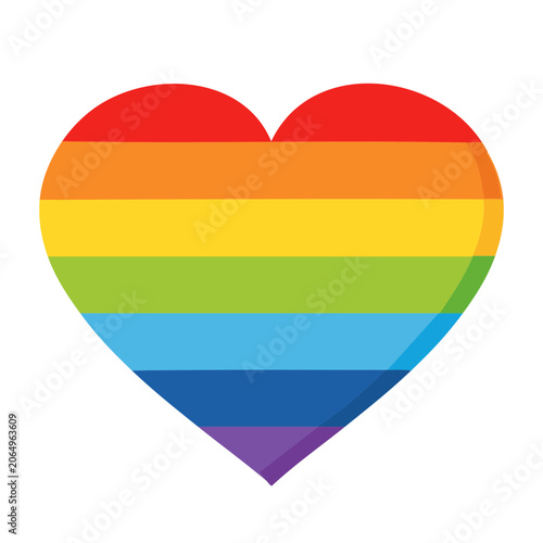 Rainbow Heart Icon with Transparent Background