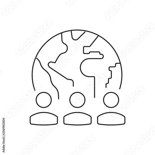 Global community earth single icon with editable stroke, great for environmental awareness campaigns, global networking platforms, and social ecology projects.