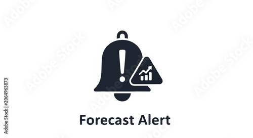 Forecast Alert icon featuring a bell with warning triangle, minimal vector graphic.