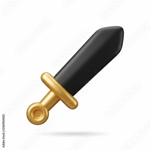 3D illustration of a black and gold knight sword