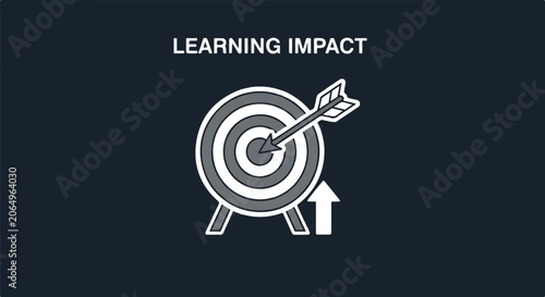Learning Impact Target with Arrow and Bullseye Illustration.