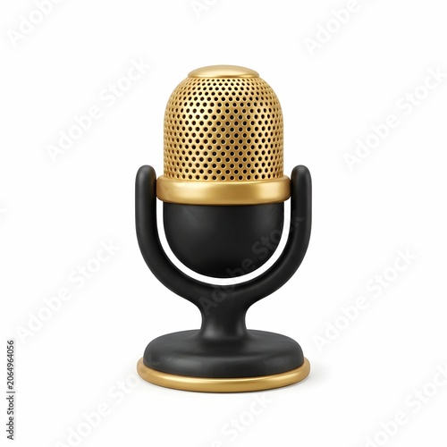 3D vintage style microphone icon