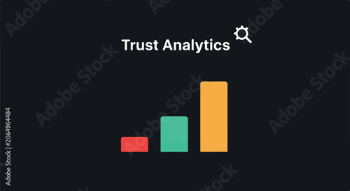 Trust Analytics bar chart logo on dark background representing data insights and branding.