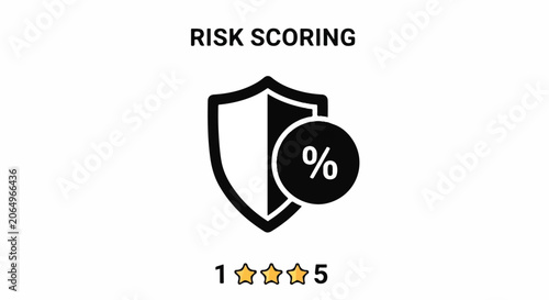 Risk Scoring Shield Badge Icon Demonstrating 0 Percent Security Rating Illustration.
