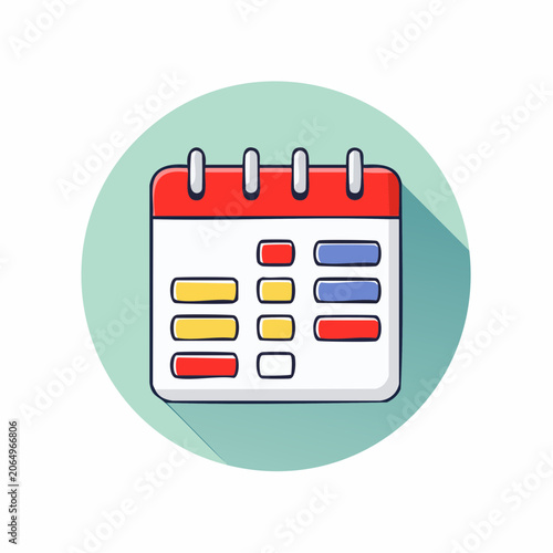 Calendar Icon with Colored Blocks